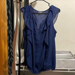 EXPRESS XL no sleeved, dark blue, banded blouse